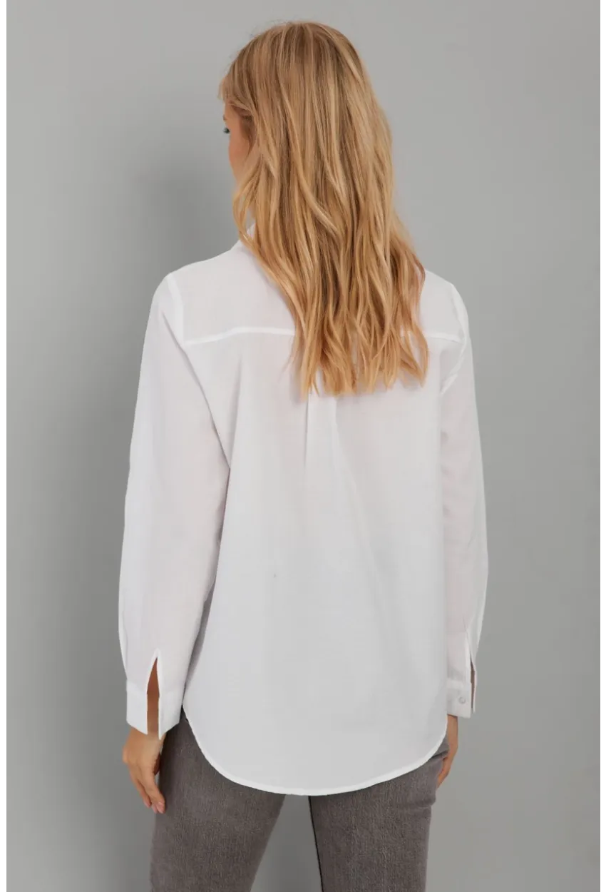 Kadın Beyaz Taş Detaylı Gömlek ZER402
