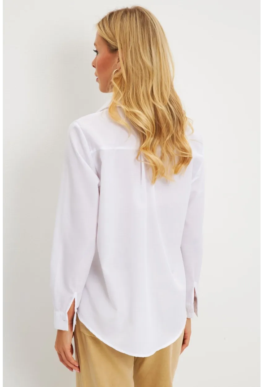 Kadın Beyaz Taşlı Gömlek ZER404