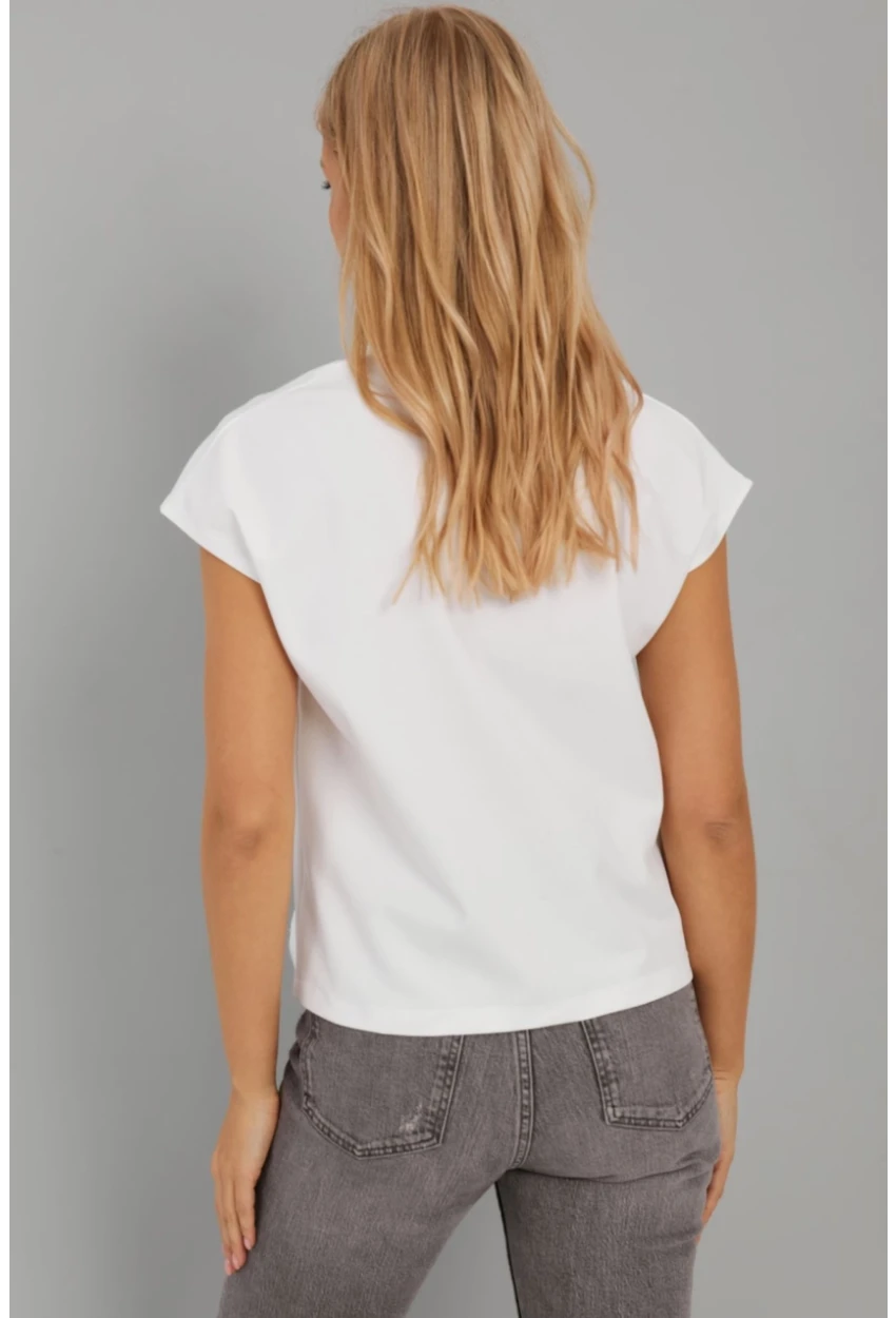 Kadın Beyaz V Yaka Bluz EY2742