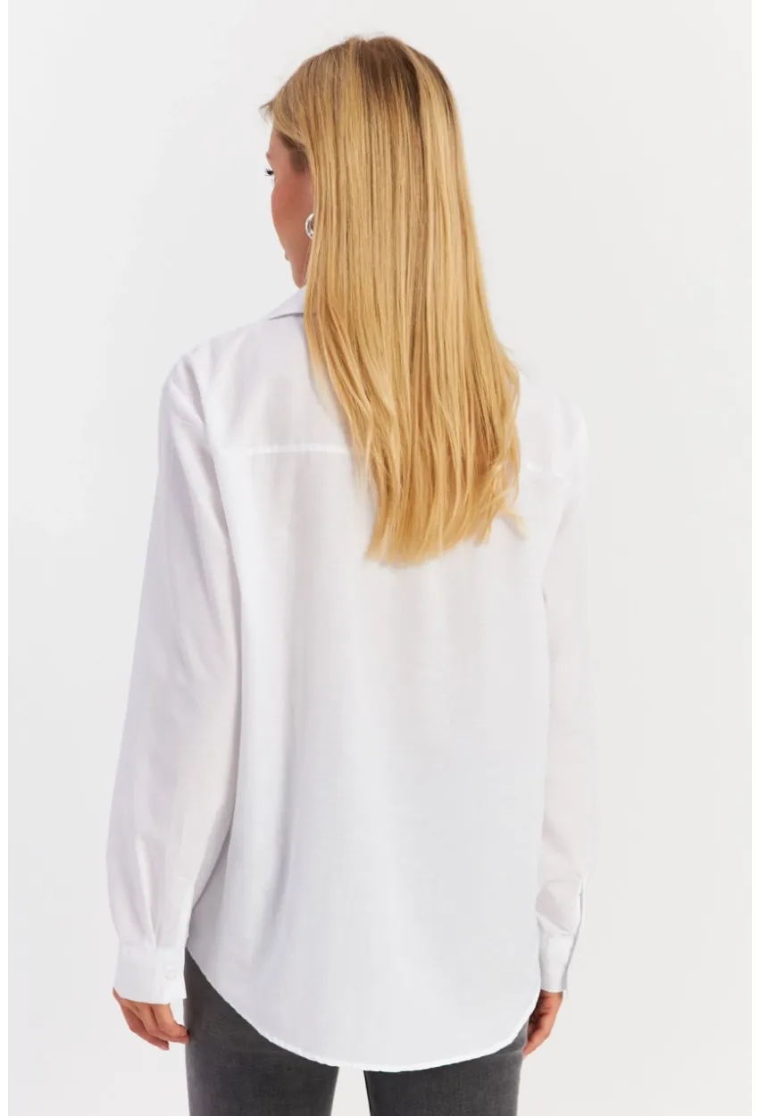 Kadın Beyaz Yakası Taşlı Gömlek ZER413