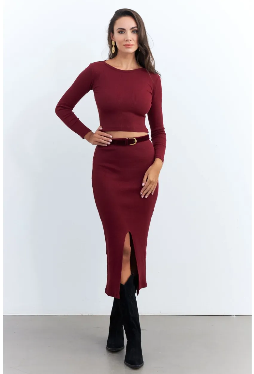 Kadın Bordo Basic Kaşkorse Alt- Üst Takım XL2042