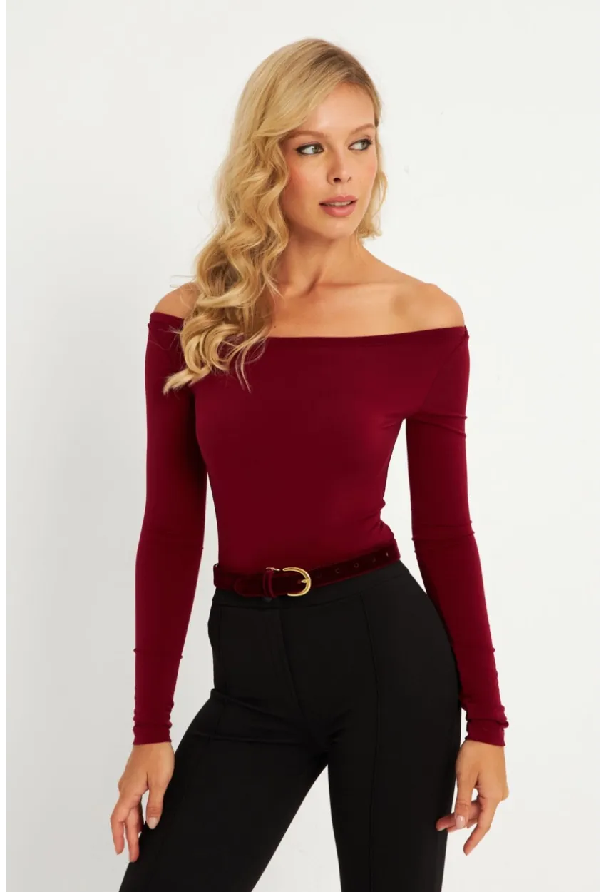 Kadın Bordo Bluz HOR13