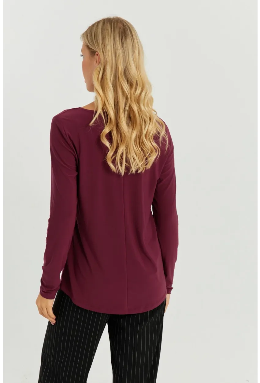 Kadın Bordo Dantel Detaylı Bluz AYD264