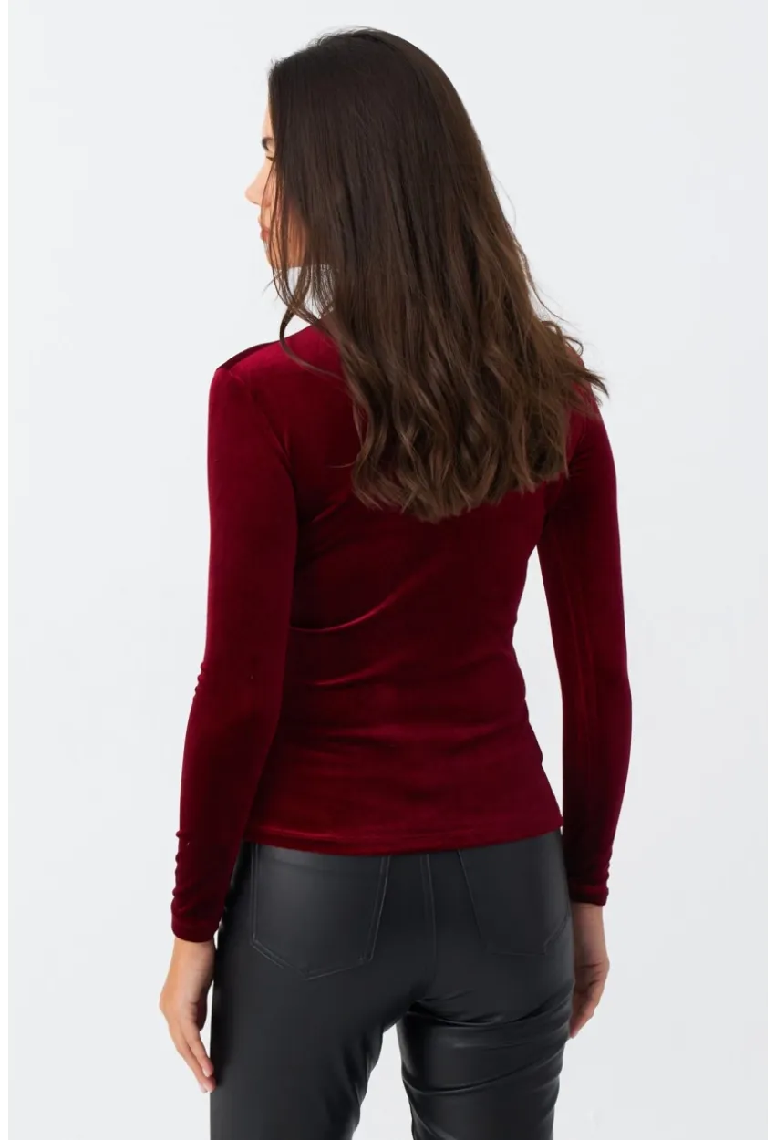 Kadın Bordo Kadife Bluz LPP1240