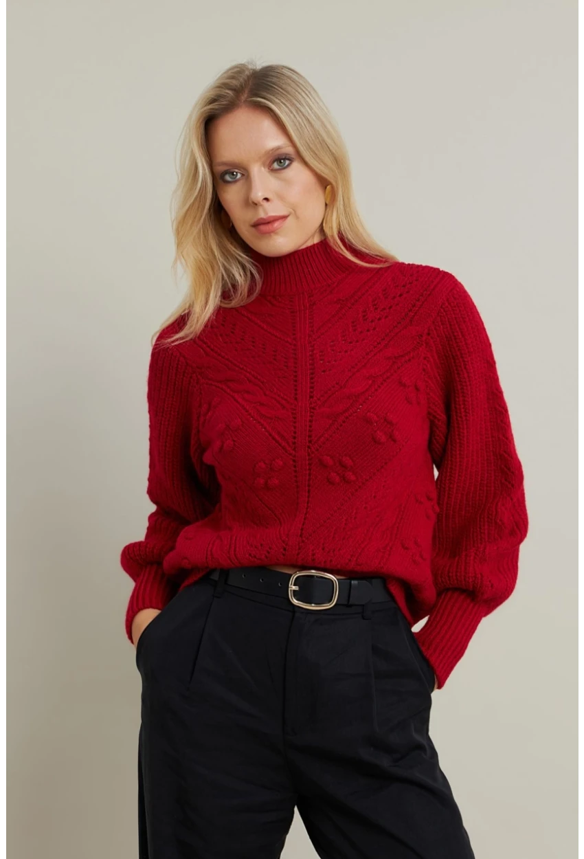 Kadın Bordo Triko Kazak MAYD18