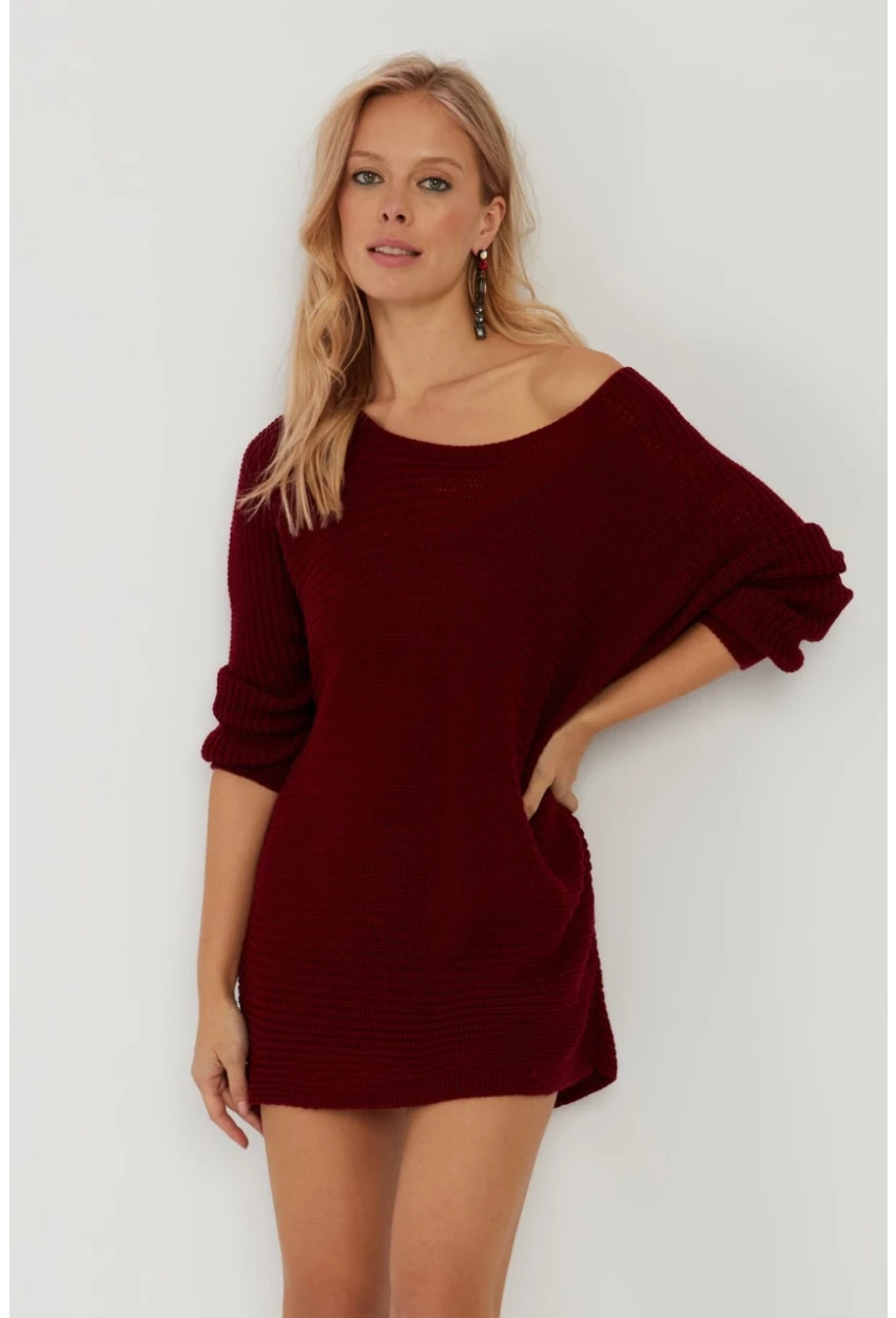 Kadın Bordo Triko Kazak SMT223