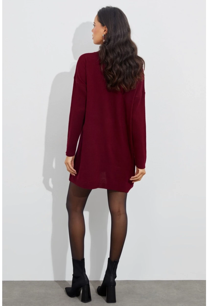 Kadın Bordo Triko Tunik YV110