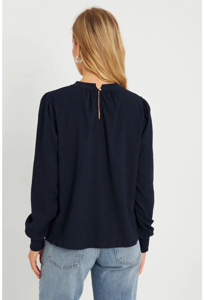 Kadın Bürümcük Bluz Lacivert AYD274