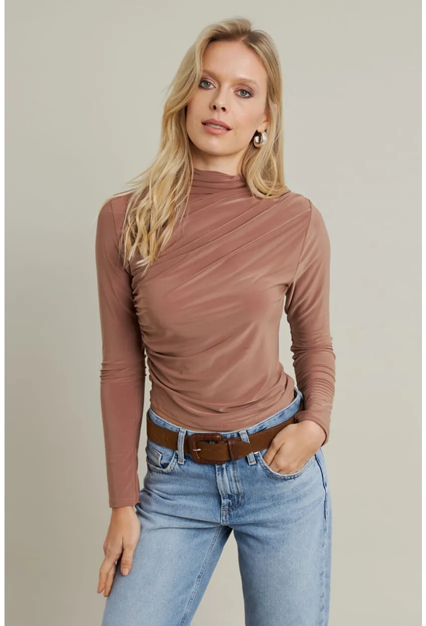 Kadın Camel Büzgülü Bluz ELT3568