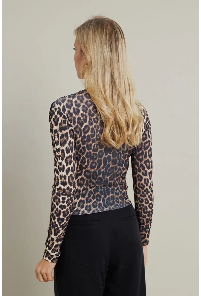 Kadın Camel-Siyah Büzgülü Desenli Bluz MDMR358-1