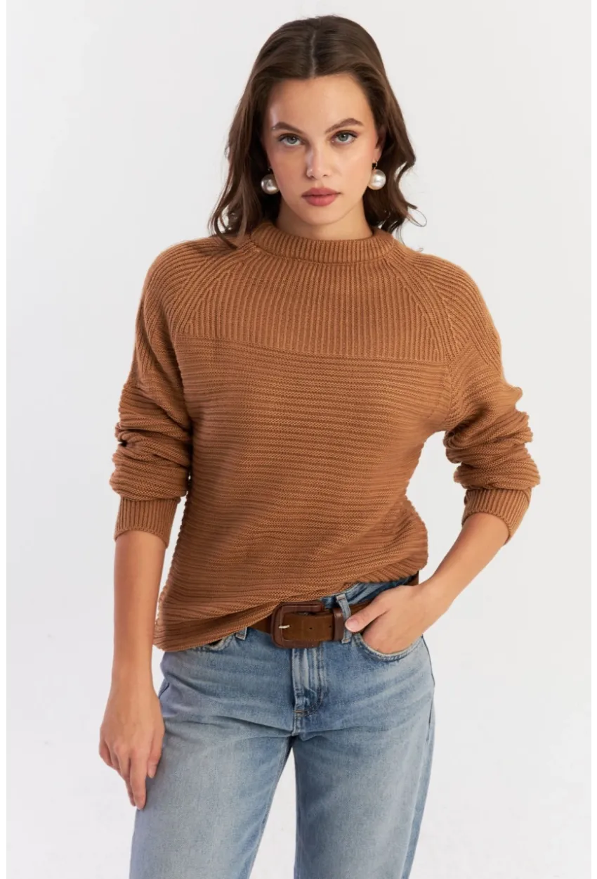 Kadın Camel Triko Kazak NUV39