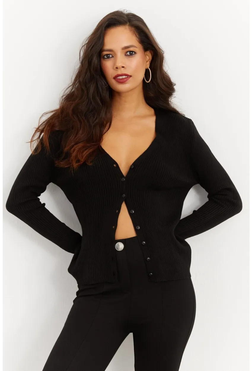 Kadın Düğmeli Triko Hırka YV94