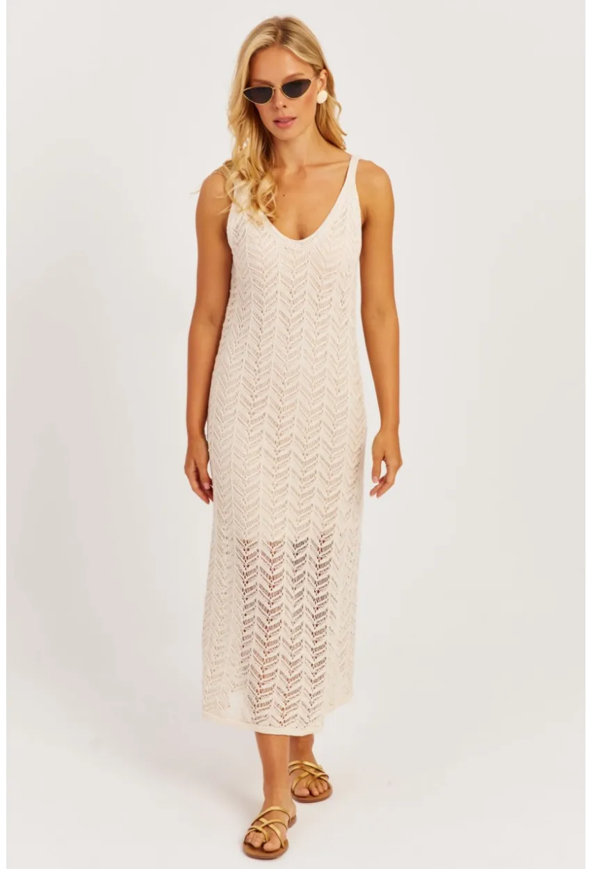Kadın Ekru Askılı Astarlı Elbise YZ629