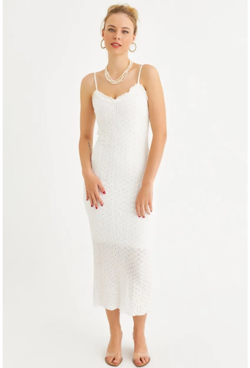 Kadın Ekru Astarlı Dantel Maxi Elbise YEL221662