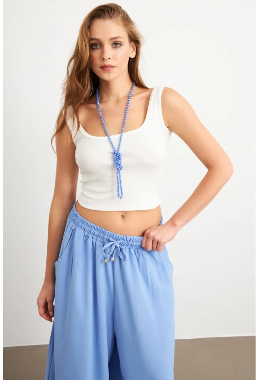 Kadın Ekru Basic Crop Atlet TOP06