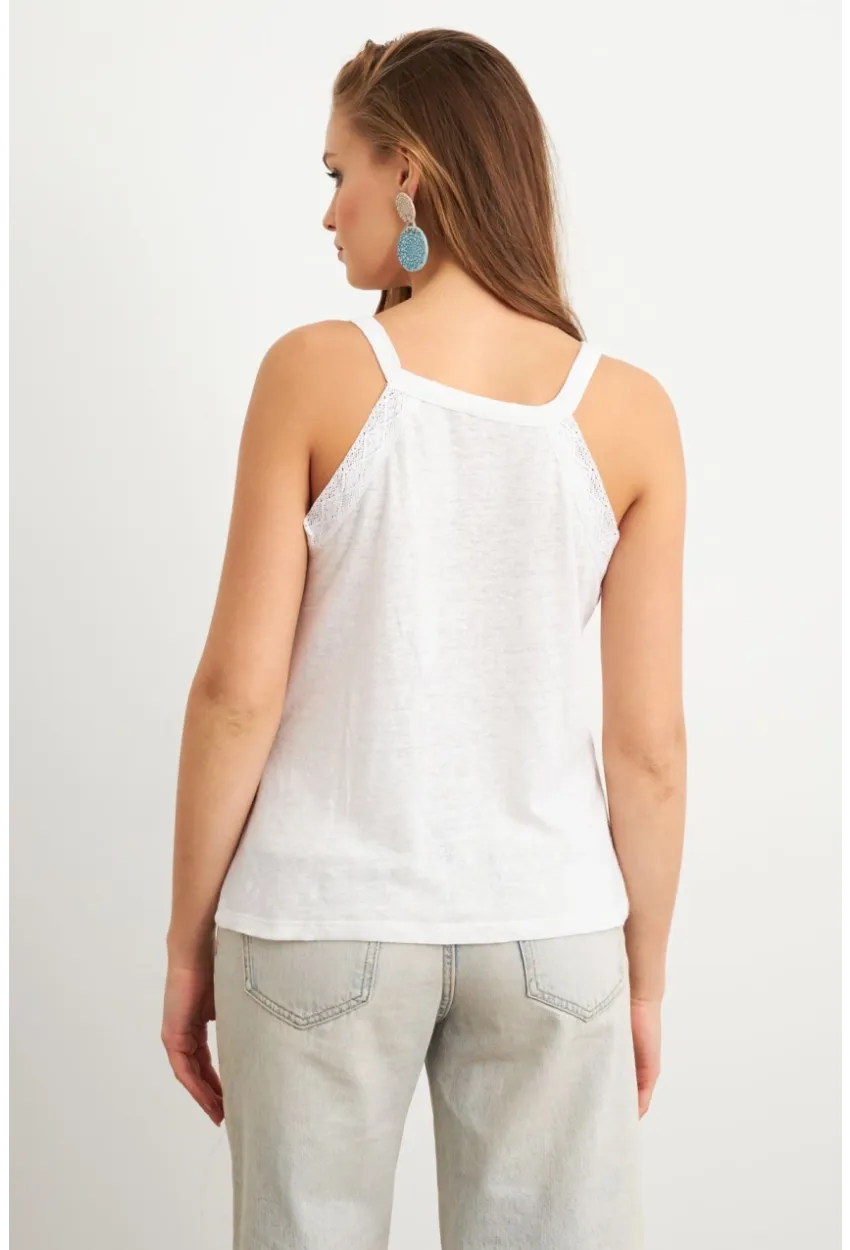 Kadın Ekru Dokuma Şeritli Bluz RX450