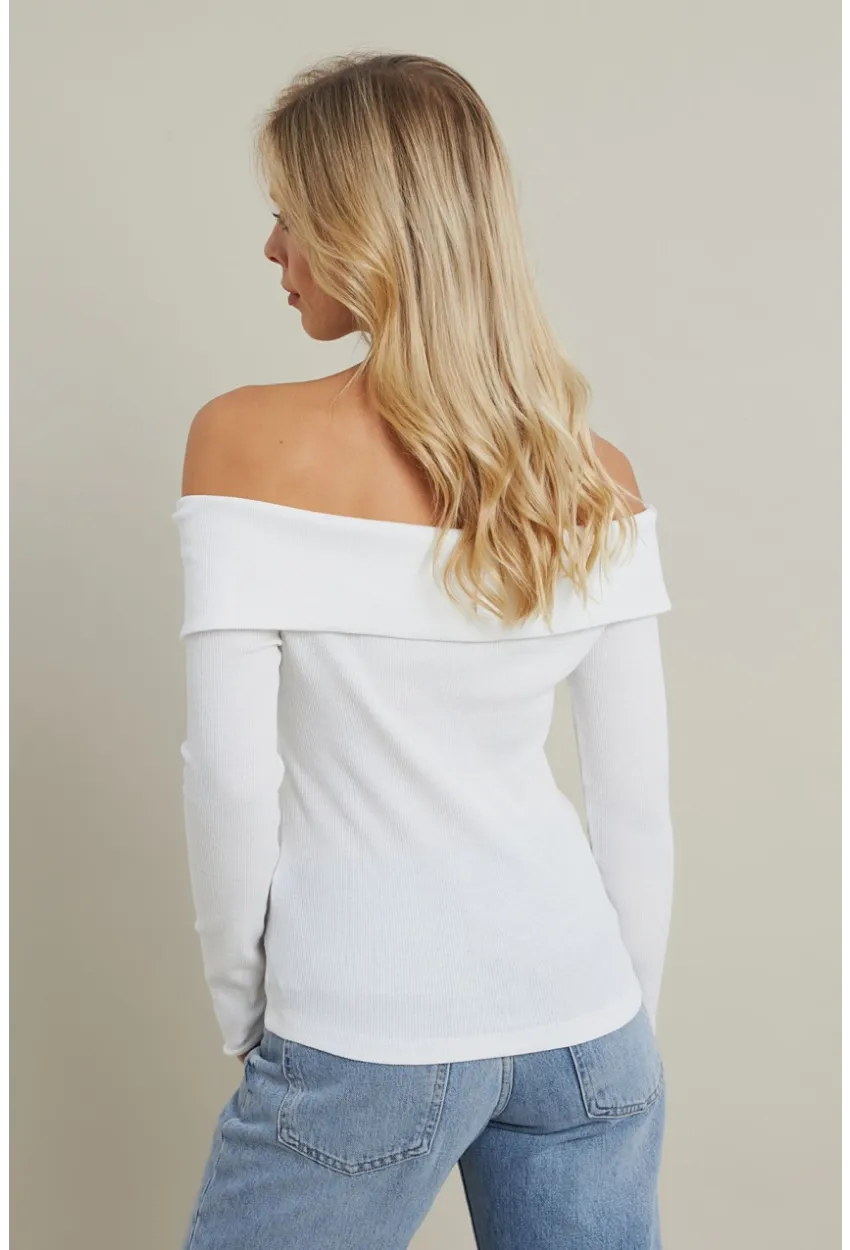 Kadın Ekru Fermuarlı Madonna Yaka Bluz EY2559