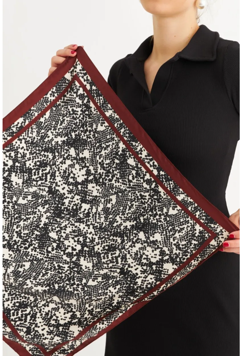 Kadın Ekru-Kahve Saten Fular FİR100