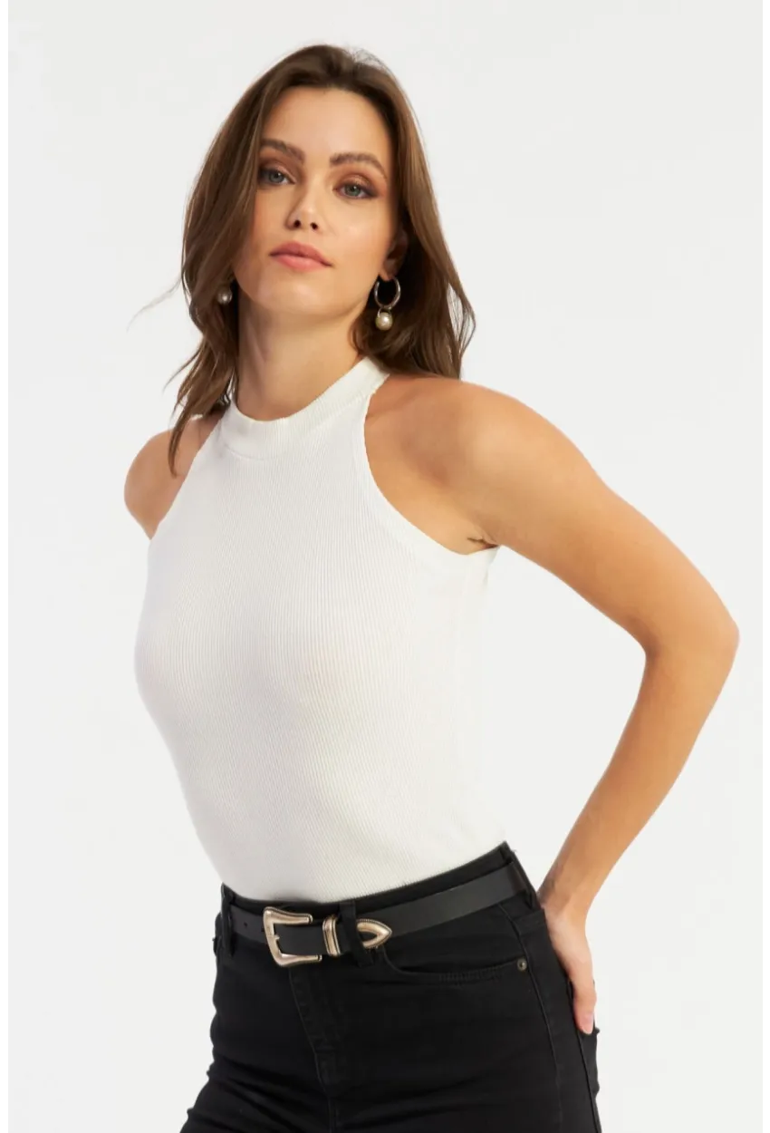 Kadın Ekru Kaşkorse Kolsuz Bluz Yİ1566