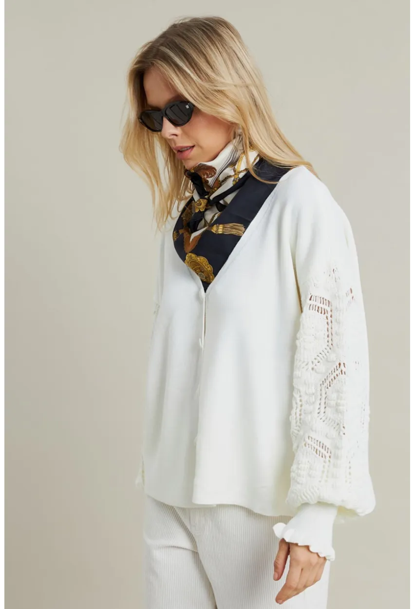 Kadın Ekru Kolları Örme Hırka MSE800
