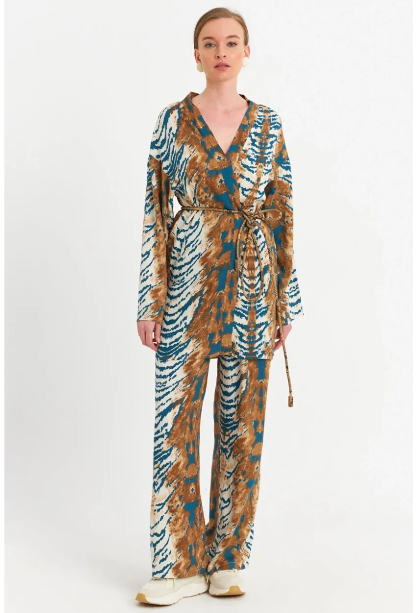 Kadın Ekru-Mavi Alt Üst Takım MGÇ202