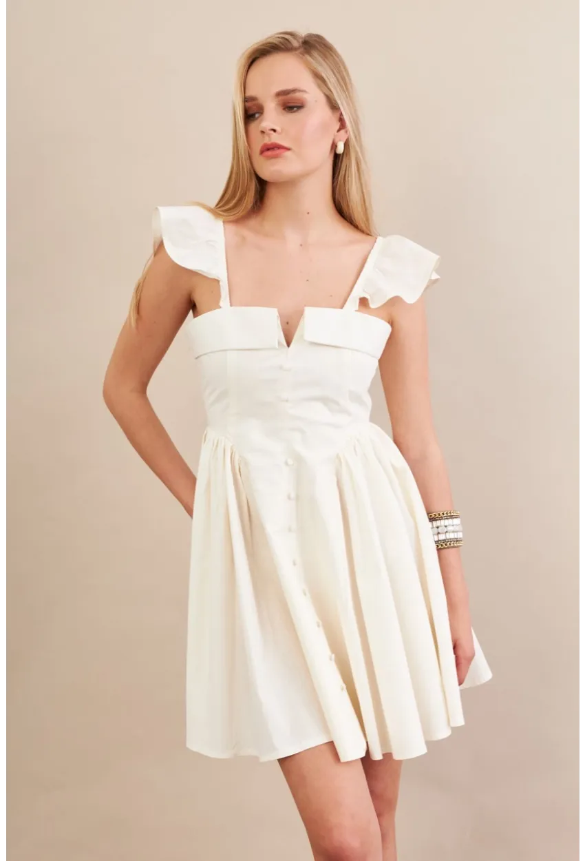 Kadın Ekru Midi Dokuma Elbise PSG1010