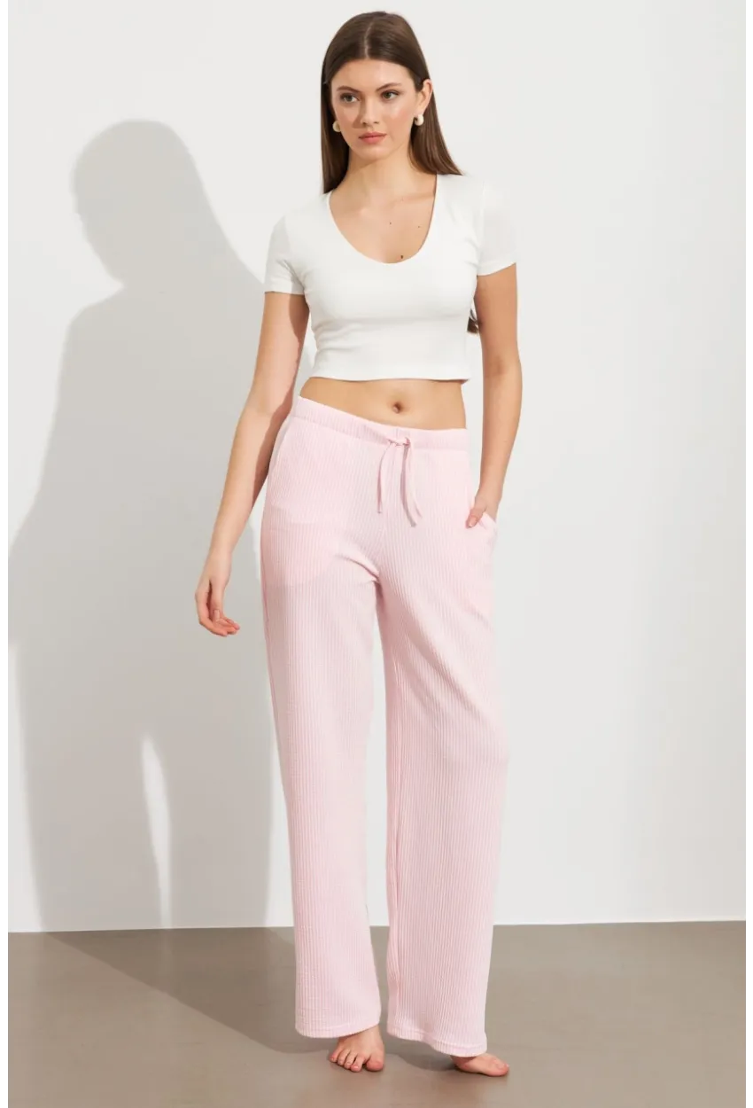 Kadın Ekru-Pembe Çizgili Eşofman Altı ATS80146