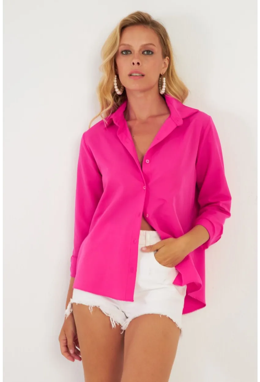 Kadın Fuşya Basic Gömlek ZER411