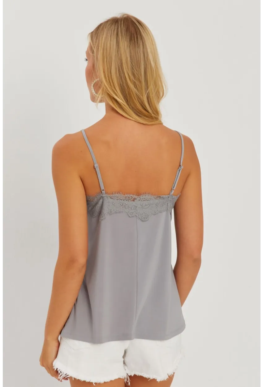 Kadın Gri Dantel Detaylı Atlet AYD265