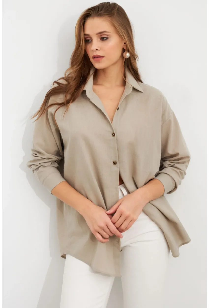 Kadın Gri Gömlek Q1100