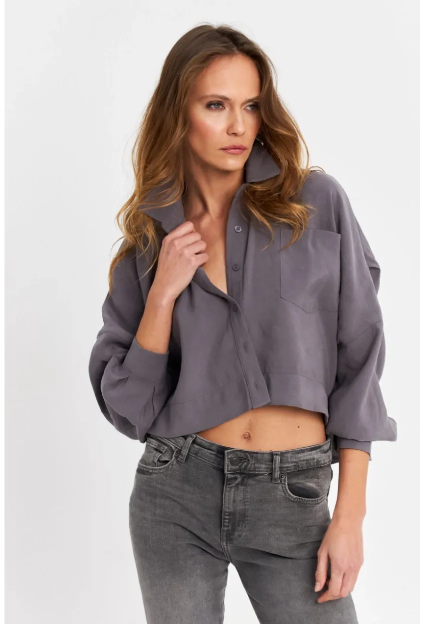 Kadın Gri Kupra Gömlek SB3061