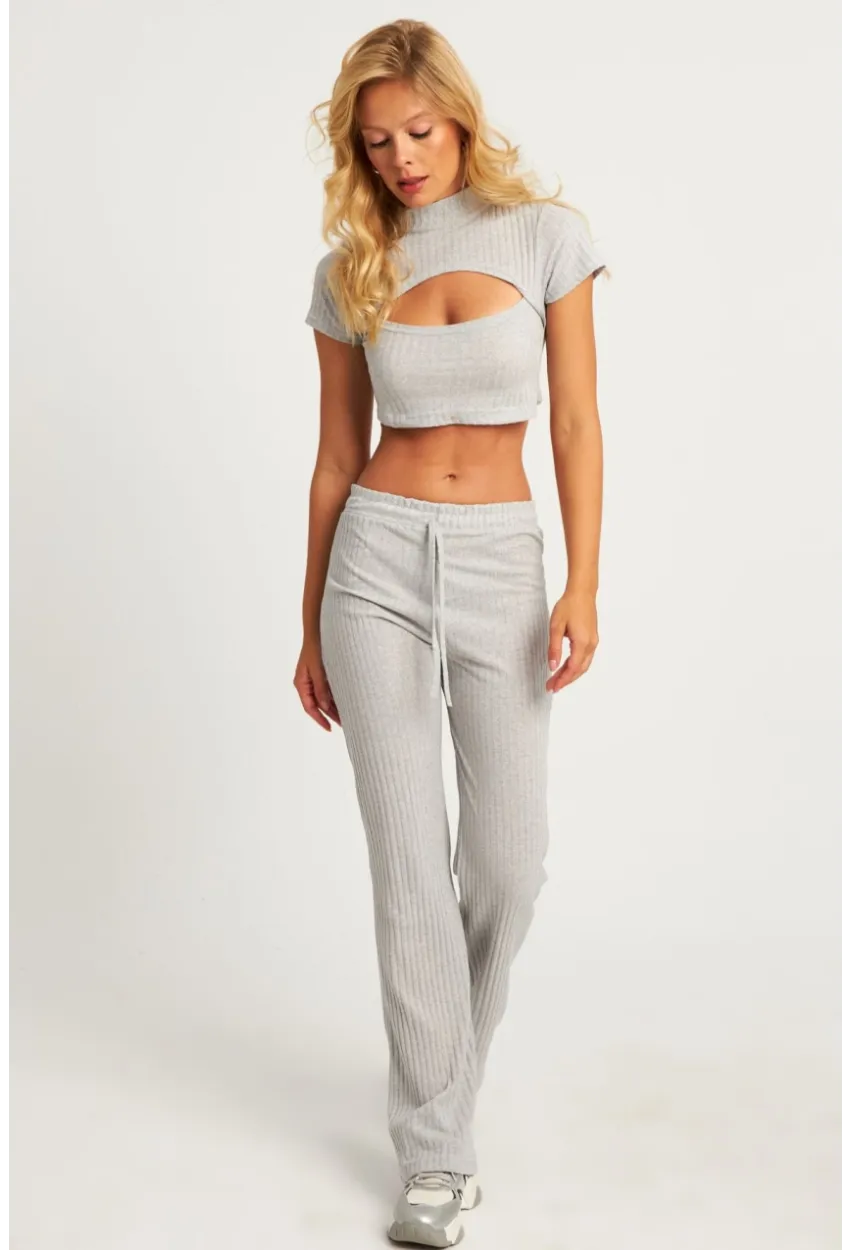 Kadın Gri Pencereli Takım XL2017