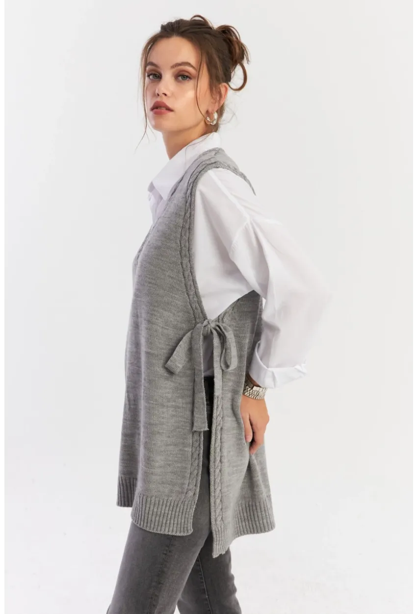 Kadın Gri Triko Süveter YV103