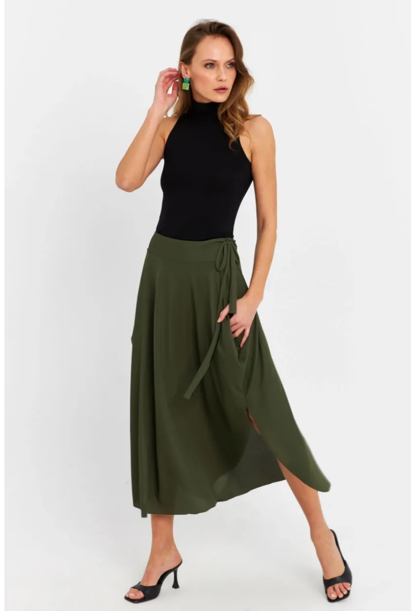 Kadın Haki Asimetrik Etek LV52
