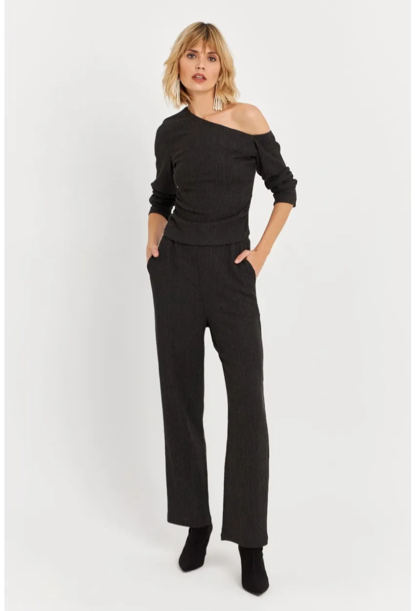 Kadın Haki Asimetrik Yaka Alt Üst Takım KED7151