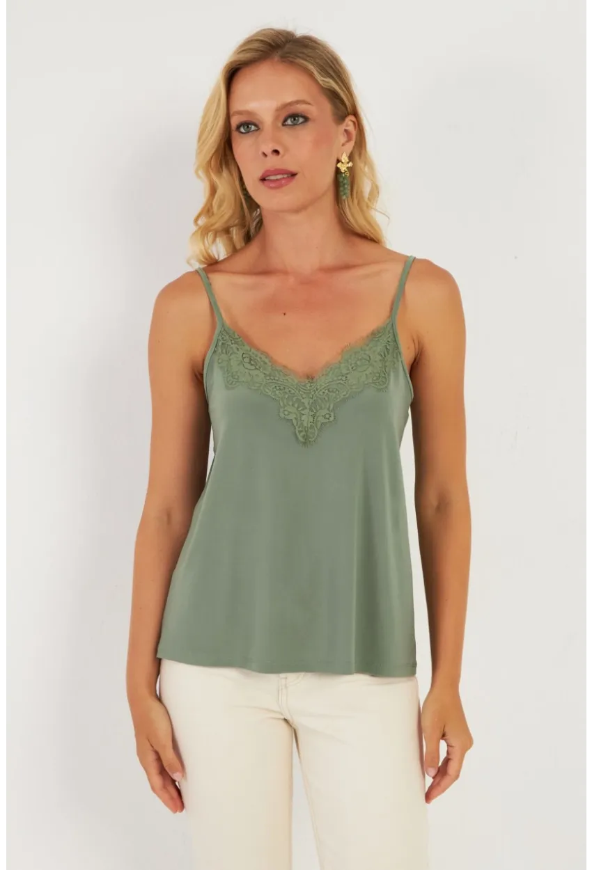 Kadın Haki Dantelli Atlet AYD353