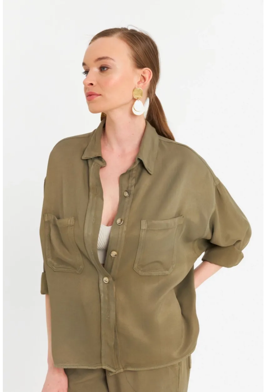 Kadın Haki Tensel Gömlek SUN202