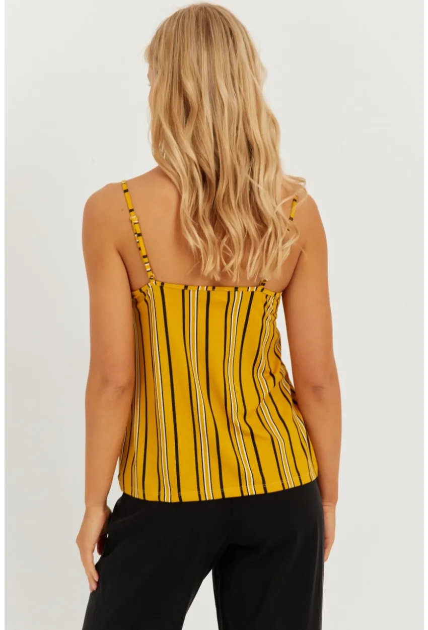 Kadın Hardal Dantelli Askılı Bluz AYD297