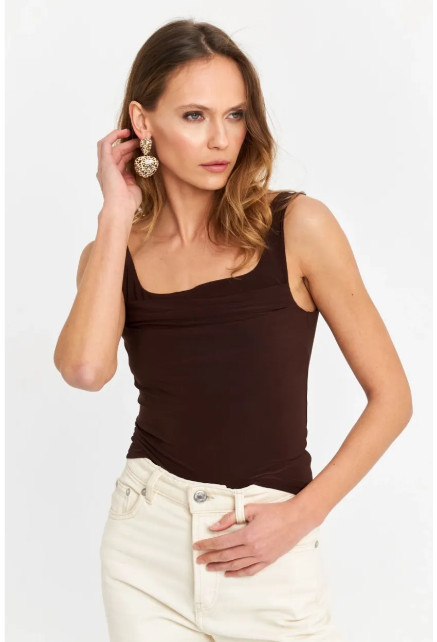 Kadın Kahve Degaje Yaka Askılı Atlet GÇ199