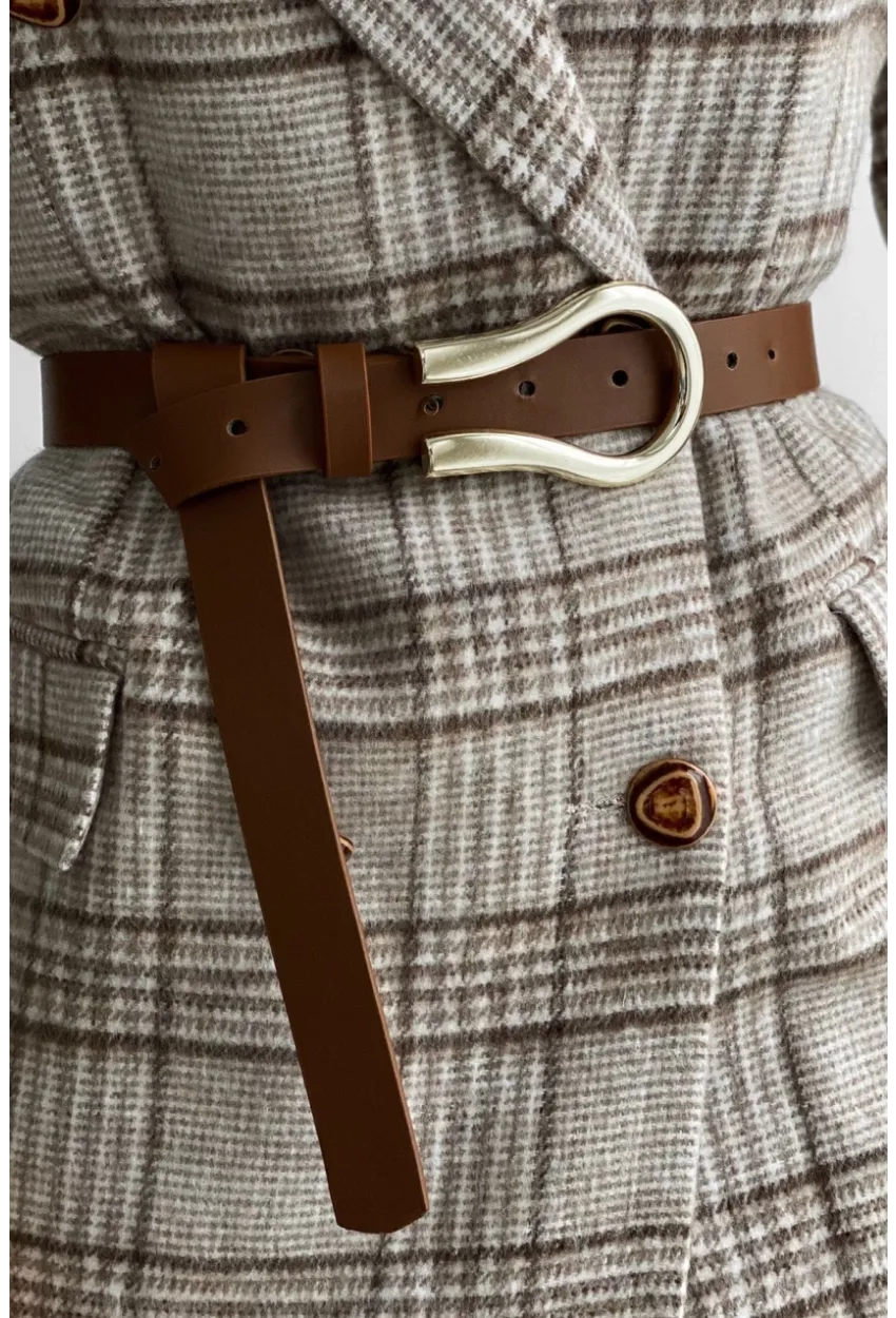 Kadın Kahve Oval Tokalı Kemer BE606