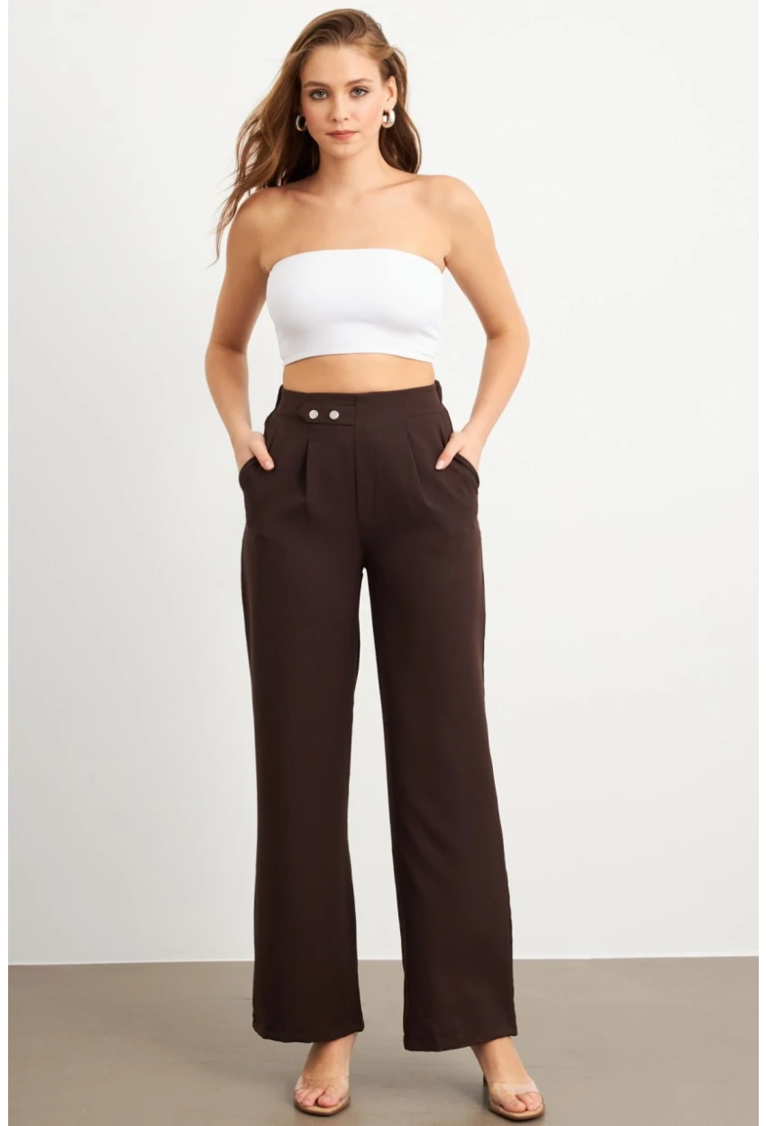 Kadın Kahverengi Cepli Pantolon FLU7250