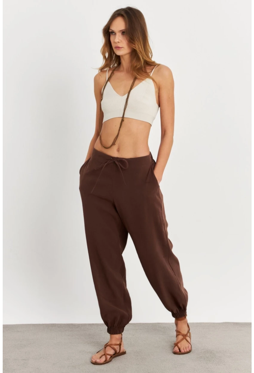 Kadın Kahverengi Kubra Şalvar Pantolon GÇ900