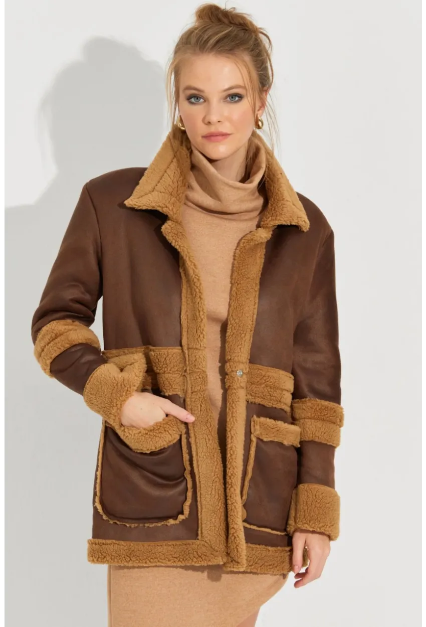 Kadın Kahverengi Nubuk Mont QRS8381