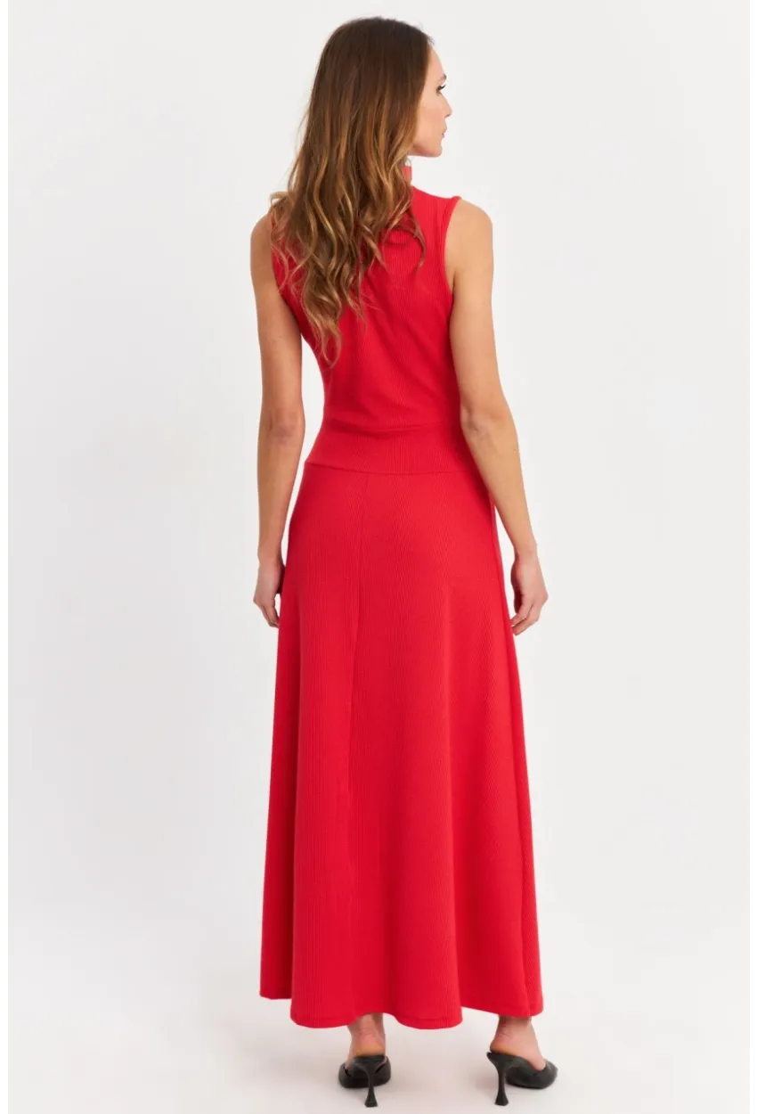Kadın Kırmızı Basic Maxi Elbise TF29