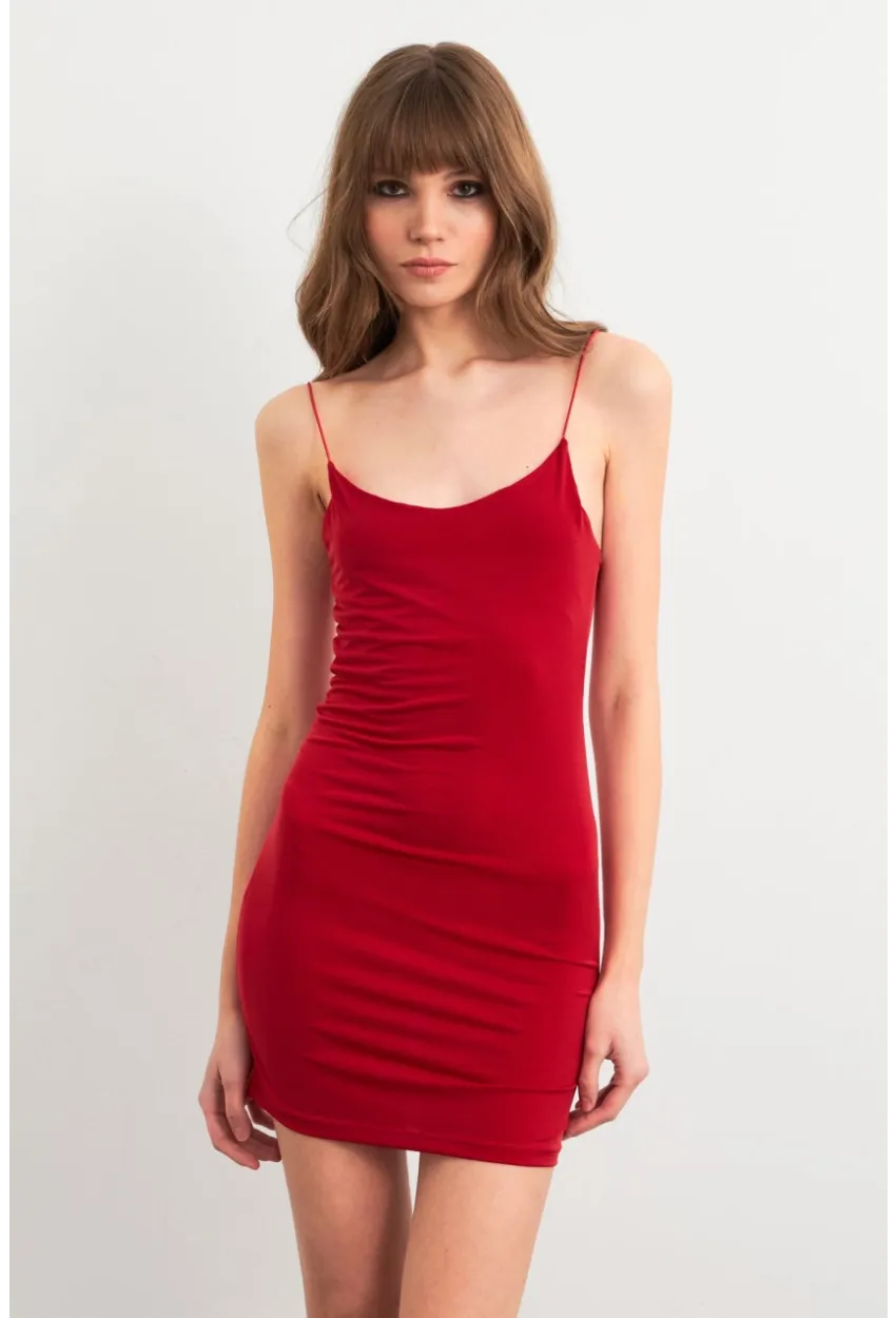 Kadın Kırmızı Desenli Maxi Elbise MEN2059