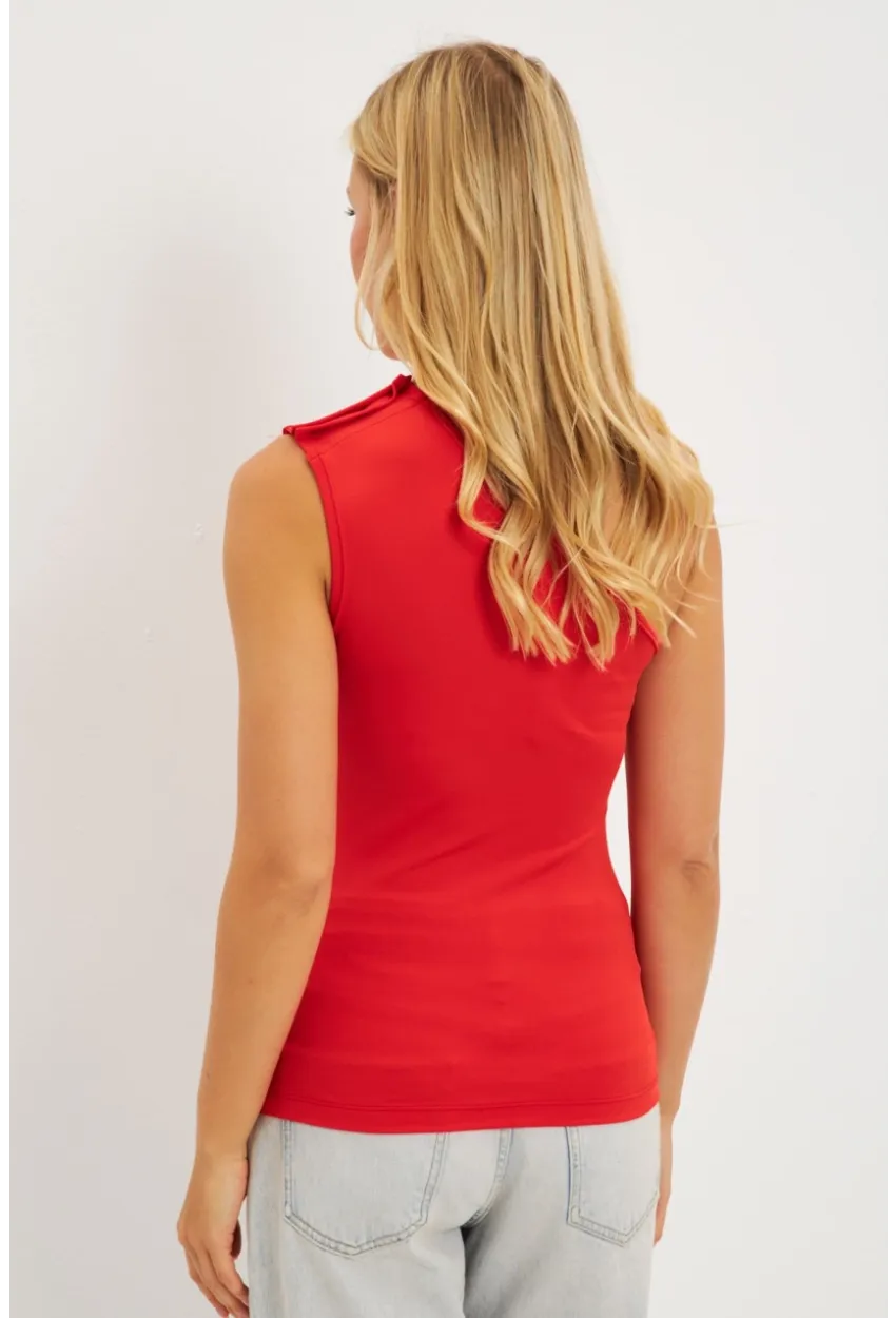 Kadın Kırmızı Düğme Detaylı Bluz EY2790