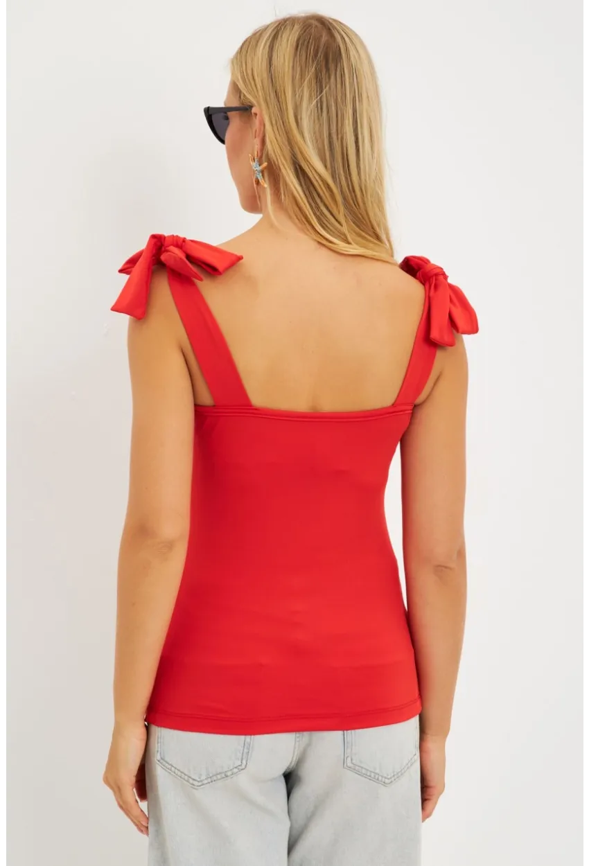 Kadın Kırmızı Omuz Bağlamalı Bluz EY2795