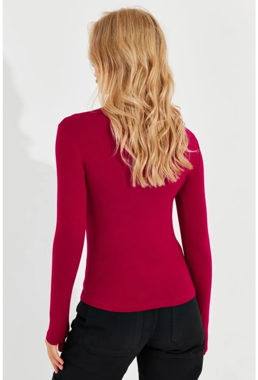 Kadın Kırmızı Önü Damla Bluz LPP1239