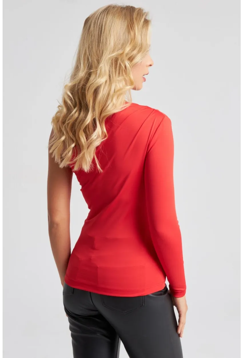 Kadın Kırmızı Tek Kol Bluz EY2675