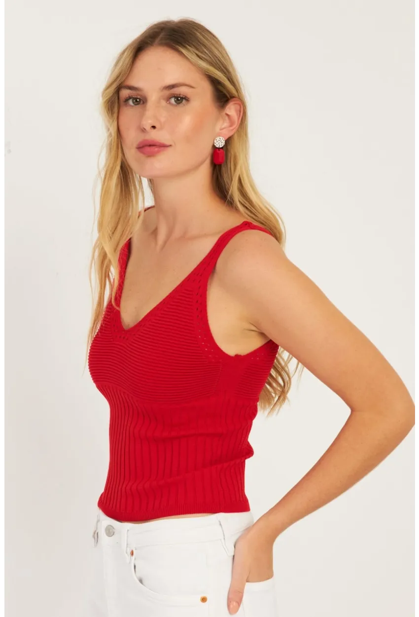 Kadın Kırmızı Triko Bluz SMT225